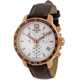 Tissot Quickster Chronograph 42mm White Dial Brown Leather Strap Watch For Men - T095.417.36.037.00 Authentic Buy Shop Now