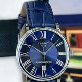 Tissot Carson Premium Powermatic 80 Blue Dial Blue Leather Strap Watch For Men - T122.407.16.043.00 Authentic Buy Shop Now