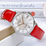 Tissot Chemin Des Tourelles Powermatic 80 Mother of Pearl White Dial Red Leather Strap Watch For Women - T099.207.16.118.00 Authentic Buy Shop Now