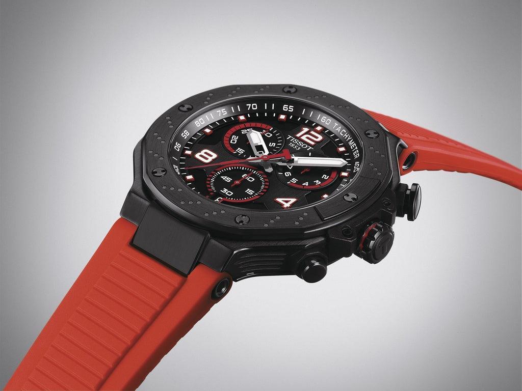 Tissot T Race Chronograph Black Dial Red Rubber Strap Watch For Men - T141.417.37.057.01 Authentic Buy Shop Now