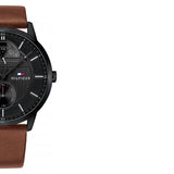 Tommy Hilfiger Hunter Black Dial Brown Leather Strap Watch for Men - 1791604 Authentic Buy Shop Now