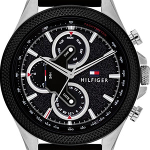 Tommy Hilfiger Clark Chronograph Black Dial Black Rubber Strap Watch For Men - 1792082 Authentic Buy Shop Now
