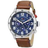 Tommy Hilfiger Trent Quartz Blue Dial Brown Leather Strap Watch for Men - 1791066 Authentic Buy Shop Now