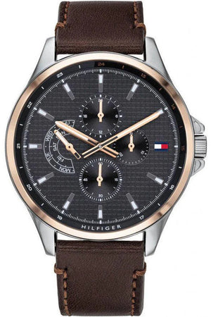 Tommy Hilfiger Shawn Multifunction Grey Dial Brown Leather Strap Watch for Men - 1791615 Authentic Buy Shop Now