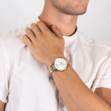 Tommy Hilfiger Hunter White Dial Gold Steel Strap Watch for Men - 1791609 Authentic Buy Shop Now
