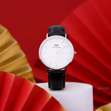 Daniel Wellington Classic Sheffield White Dial Black Leather Strap Watch For Women - DW00100053 Authentic Buy Shop Now