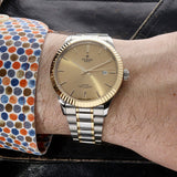 Tudor Style Automatic Diamonds Gold Dial Two Tone Steel Strap Watch for Men - M12713-0007 Authentic Buy Shop Now