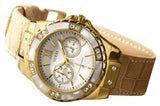 Guess Limelight Quartz Silver Dial Golden Leather Strap Watch For Women - W0775L2 Authentic Buy Shop Now