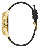 Guess Frontier Diamonds Gold Dial Black Rubber Strap Watch For Women - W1160L1 Authentic Buy Shop Now