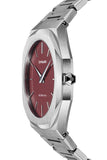D1 Milano Ultra Thin Bordeaux Red Dial Silver Steel Strap Watch for Unisex - D1-UTBJ11 Authentic Buy Shop Now