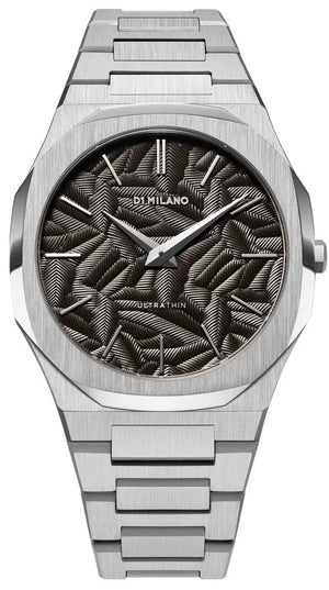 D1 Milano Ultra Thin Ashfield Black Dial Silver Steel Strap Watch for Men - D1-UTBJ32 Authentic Buy Shop Now
