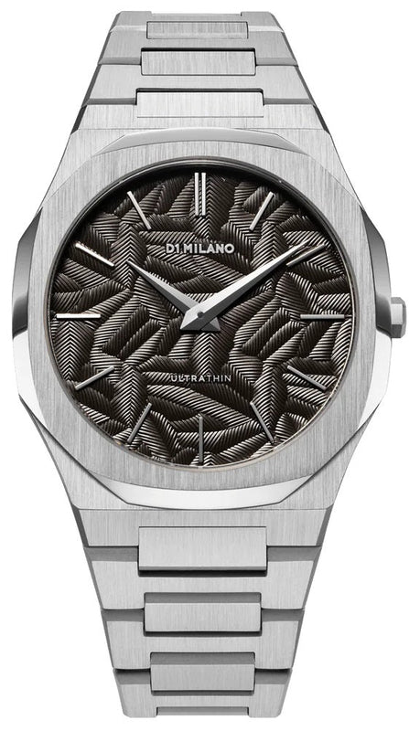 D1 Milano Ultra Thin Ashfield Black Dial Silver Steel Strap Watch for Men - D1-UTBJ32 Authentic Buy Shop Now