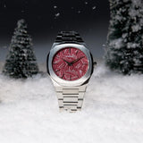 D1 Milano Ultra Thin Barn Red Dial Silver Steel Strap Watch for Men - D1-UTBJ33 Authentic Buy Shop Now