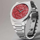 D1 Milano Ultra Thin Barn Red Dial Silver Steel Strap Watch for Men - D1-UTBJ33 Authentic Buy Shop Now