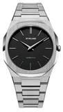 D1 Milano Ultra Thin Matte Black Dial Silver Steel Strap Watch for Men - D1-UTBJ40 Authentic Buy Shop Now