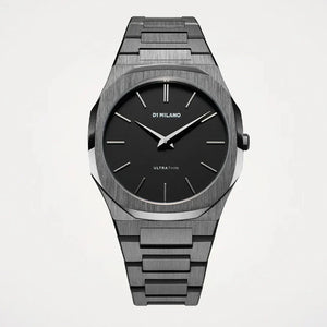 D1 Milano Ultra Thin Re-Gun Black Dial Gray Steel Strap Watch for Men - D1-UTBJ41 Authentic Buy Shop Now