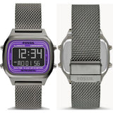 Fossil Retro Digital Purple Dial Grey Mesh Strap Watch for Men - FS5888 Authentic Buy Shop Now