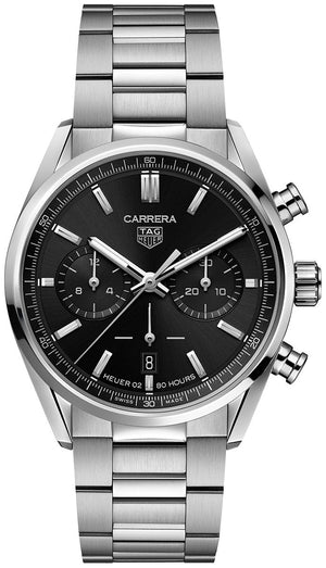Tag Heuer Carrera Chronograph Black Dial Silver Steel Strap Watch for Men - CBN2010.BA0642 Authentic Buy Shop Now