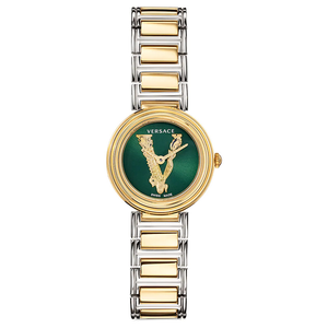 Versace Virtus Quartz Green Dial Two Tone Steel Strap Watch For Women - VET300821 Authentic Buy Shop Now