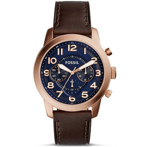 Fossil Pilot 54 Chronograph Blue Dial Brown Leather Strap Watch for Men - FS5204 Authentic Buy Shop Now