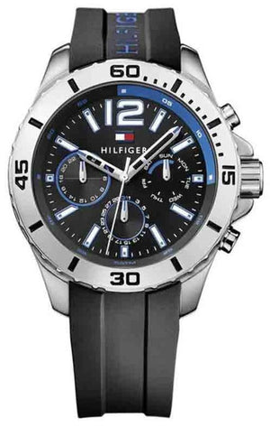 Tommy Hilfiger Sport Multifunction Black Dial Black Rubber Strap Watch for Men - 1791143 Authentic Buy Shop Now