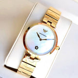 Emporio Armani Arianna Mother of Pearl Dial Gold Steel Strap Watch For Women - AR11198 Authentic Buy Shop Now