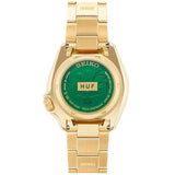 Seiko 5 Sports HUF Limited Edition Green Dial Gold Steel Strap Watch For Men - SRPJ20 Authentic Buy Shop Now