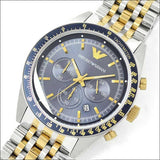 Emporio Armani Tazio Chronograph Blue Dial Two Tone Stainless Steel Watch For Men - AR6088 Authentic Buy Shop Now