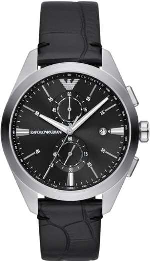 Emporio Armani Claudio Chronograph Black Dial Black Leather Strap Watch For Men - AR11542 Authentic Buy Shop Now