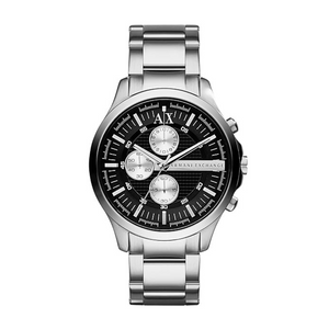 Armani Exchange Hampton Chronograph Black Dial Silver Steel Strap Watch For Men - AX2152 Authentic Buy Shop Now