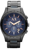 Armani Exchange Chronograph Blue Dial Grey Steel Strap Watch For Men - AX1166 Authentic Buy Shop Now