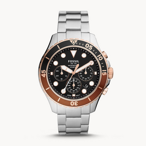 Fossil FB-03 Chronograph Black Dial Silver Steel Strap Watch for Men - FS5768 Authentic Buy Shop Now