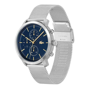 Lacoste Replay Chronograph Blue Dial Silver Mesh Strap Watch for Men - 2011256 Authentic Buy Shop Now