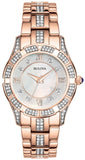 Bulova Crystal Mother of Pearl Dial Rose Gold Steel Strap Watch for Women - 98L197 Authentic Buy Shop Now