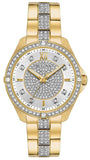 Bulova Crystal Collection Silver Crystal Dial Gold Steel Strap Watch for Women - 98L228 Authentic Buy Shop Now