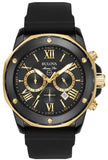 Bulova Marine Star Chronograph Black Dial Black Rubber Strap Watch for Men - 98B278 Authentic Buy Shop Now