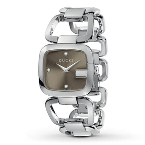 Gucci G Gucci Brown Dial Silver Steel Strap Watch For Women - YA125401 Authentic Buy Shop Now