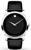 Movado Museum Black Dial Black Leather Strap Watch For Men - 606502 Authentic Buy Shop Now