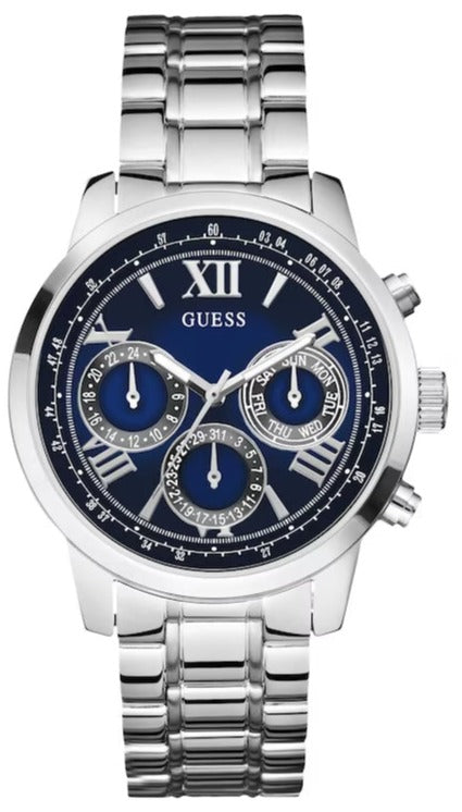 Guess Horizon Chronograph Quartz Blue Dial Silver Steel Strap Watch for Men - W0379G3 Authentic Buy Shop Now