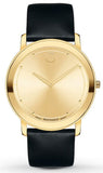 Movado Sapphire Gold Dial Black Leather Strap Watch For Men - 606883 Authentic Buy Shop Now