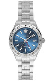 Versace Hellenyium GMT Blue Dial Silver Steel Strap Watch for Men - V11010015 Authentic Buy Shop Now
