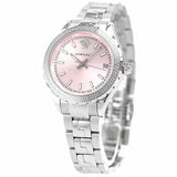 Versace Hellenyium Pink Dial Silver Steel Strap Watch for Women - V12010015 Authentic Buy Shop Now