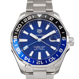 Tag Heuer Aquaracer GMT Calibre 6 Automatic Blue Dial Silver Steel Strap Watch for Men - WAY201T.BA0927 Authentic Buy Shop Now