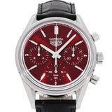 Tag Heuer Carrera Automatic Chronograph Red Dial Black Leather Strap Watch for Men - CBK221G.FC6479 Authentic Buy Shop Now