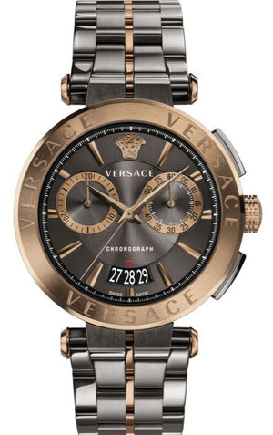 Versace Aion Chronograph Black Dial Grey Steel Strap Watch for Men - VBR050017 Authentic Buy Shop Now