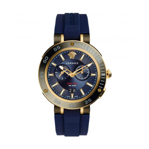 Versace V Extreme Chronograph Blue & Gold Tone Dial Blue Rubber Strap Watch for Men - VCN010017 Authentic Buy Shop Now