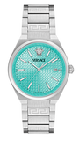 Versace V-Auria Quartz Turquoise Dial Silver Steel Strap Watch for Women - VE0F00225 Authentic Buy Shop Now