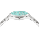 Versace V-Auria Quartz Turquoise Dial Silver Steel Strap Watch for Women - VE0F00225 Authentic Buy Shop Now