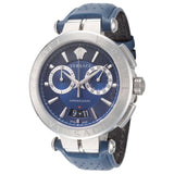 Versace Aion Chronograph Blue Dial Blue Leather Strap Watch for Men - VE1D01220 Authentic Buy Shop Now