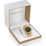Versace Greca Action Chronograph Black Dial Gold Steel Strap Watch For Men - VE3J00622 Authentic Buy Shop Now